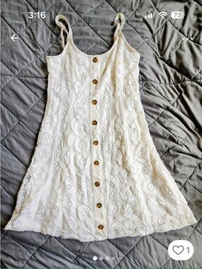 White Lace Sundress Aeropostale | Double Lined Cottagecore Summer Dress